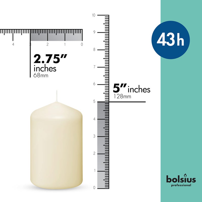 BOLSIUS 12 Ivory Pillar Candles Set - Unscented 43 Hour Long Lasting Candles - 2.7-x 5.1-inch Dripless Clean Burning Smokeless Dinner Candle - Perfect for Weddings Parties and Special Occasions - Image 2